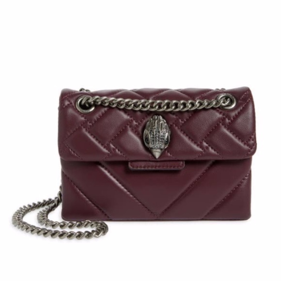 NEW Kurt Geiger Leather Mini Kensington X Bag Wine - Picture 1 of 16